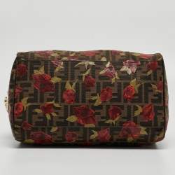 Pre Owned Fendi Tobacco Rose Zucca Canvas and Leather Medium Chef Boston Bag