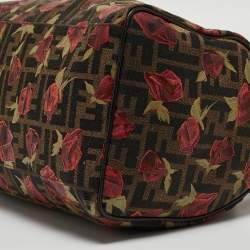 Pre Owned Fendi Tobacco Rose Zucca Canvas and Leather Medium Chef Boston Bag