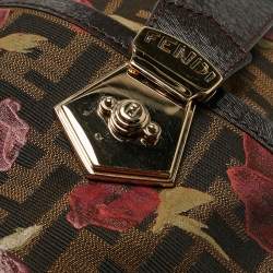 Pre Owned Fendi Tobacco Rose Zucca Canvas and Leather Medium Chef Boston Bag