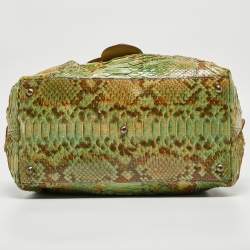 Pre Owned Fendi Green/Beige Python B Shoulder Bag