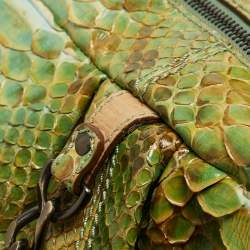 Pre Owned Fendi Green/Beige Python B Shoulder Bag