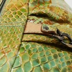 Pre Owned Fendi Green/Beige Python B Shoulder Bag