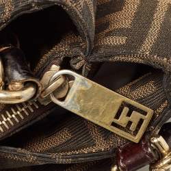 Pre Owned Fendi Tobacco Zucca Canvas Small Mia Shoulder Bag