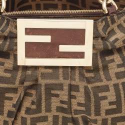 Pre Owned Fendi Tobacco Zucca Canvas Small Mia Shoulder Bag
