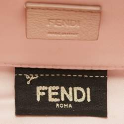 Pre Owned Fendi Dusty Pink/Yellow Leather Rush Chain Clutch
