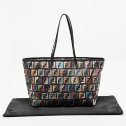 Pre Owned Fendi Multicolor Zucca Print Coated Canvas and Leather Roll Tote