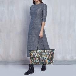 Pre Owned Fendi Multicolor Zucca Print Coated Canvas and Leather Roll Tote