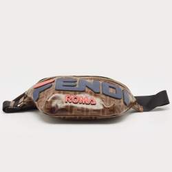 Pre Owned Fendi x Fila Brown Zucca Coated Canvas Mania Belt Bag