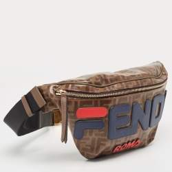 Pre Owned Fendi x Fila Brown Zucca Coated Canvas Mania Belt Bag
