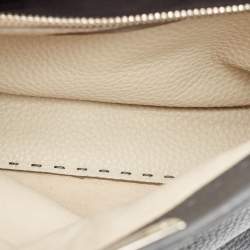 Pre Owned Fendi Grey Selleria Leather Medium Peekaboo Top Handle Bag