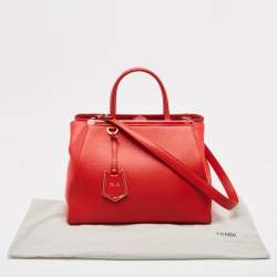 Pre Owned Fendi Red Leather Medium 2Jours Tote