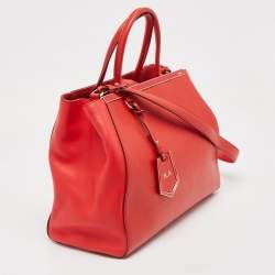 Pre Owned Fendi Red Leather Medium 2Jours Tote