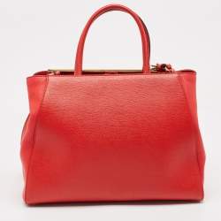 Pre Owned Fendi Red Leather Medium 2Jours Tote