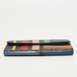Pre Owned Fendi Multicolor Zucca Print Coated Canvas Flap Continental Wallet