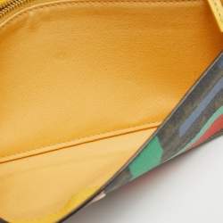 Pre Owned Fendi Multicolor Zucca Print Coated Canvas Flap Continental Wallet