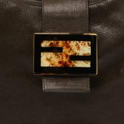 Fendi Dark Brown Shimmer Nubuck Leather Forever Hobo