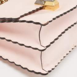 Pre Owned Fendi Pink Leather Mini Scalloped Kan I Shoulder Bag