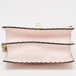 Pre Owned Fendi Pink Leather Mini Scalloped Kan I Shoulder Bag