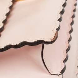 Pre Owned Fendi Pink Leather Mini Scalloped Kan I Shoulder Bag