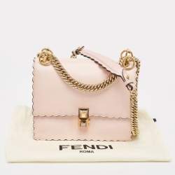 Pre Owned Fendi Pink Leather Mini Scalloped Kan I Shoulder Bag
