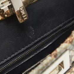 Pre Owned Fendi Beige/Multicolor Python Mini Applique Peekaboo Top Handle Bag