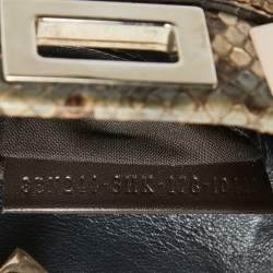 Pre Owned Fendi Beige/Multicolor Python Mini Applique Peekaboo Top Handle Bag