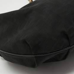Pre Owned Fendi Black Zucca Canvas and Leather Chef Chain Link Hobo