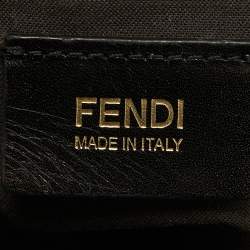 Pre Owned Fendi Black Zucca Canvas and Leather Chef Chain Link Hobo