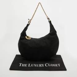 Pre Owned Fendi Black Zucca Canvas and Leather Chef Chain Link Hobo