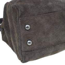 Pre Owned Fendi Grey Suede Medium Peekaboo Top Handle Bag
