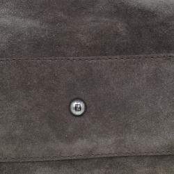 Pre Owned Fendi Grey Suede Medium Peekaboo Top Handle Bag