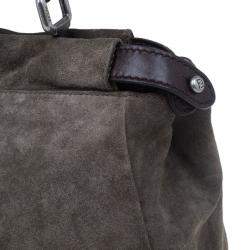 Pre Owned Fendi Grey Suede Medium Peekaboo Top Handle Bag