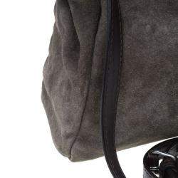 Pre Owned Fendi Grey Suede Medium Peekaboo Top Handle Bag