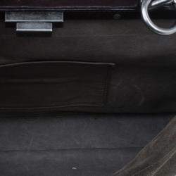 Pre Owned Fendi Grey Suede Medium Peekaboo Top Handle Bag