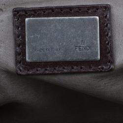 Pre Owned Fendi Grey Suede Medium Peekaboo Top Handle Bag