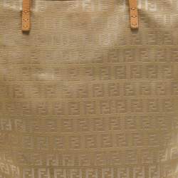 Pre Owned Fendi Beige Zucchino Canvas Small Vintage Roll Tote
