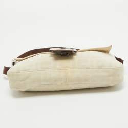 Pre Owned Fendi Beige/Brown Zucca Canvas and Leather Vintage Baguette Bag