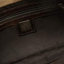 Pre Owned Fendi Beige/Brown Zucca Canvas and Leather Vintage Baguette Bag