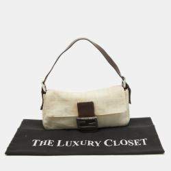 Pre Owned Fendi Beige/Brown Zucca Canvas and Leather Vintage Baguette Bag