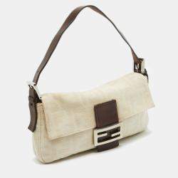 Pre Owned Fendi Beige/Brown Zucca Canvas and Leather Vintage Baguette Bag