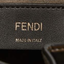 Pre Owned Fendi Brown/Black Zucca Leather Mini Mon Tresor Drawstring Bucket Bag