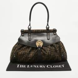 Pre Owned Fendi Tobacco Zucca Canvas and Leather Magic Bag