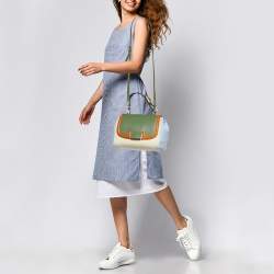 Pre Owned Fendi Multicolor Canvas and Leather Silvana Top Handle Bag