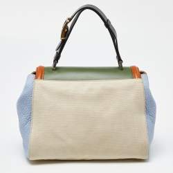Pre Owned Fendi Multicolor Canvas and Leather Silvana Top Handle Bag