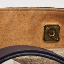 Pre Owned Fendi Tobacco Pequin Stripe Canvas and Leather Hobo