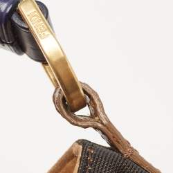 Pre Owned Fendi Tobacco Pequin Stripe Canvas and Leather Hobo