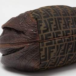 Pre Owned Fendi Tobacco Zucca Canvas and Leather Spy Bag