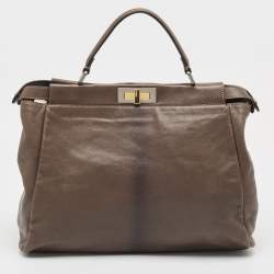 Fendi Brown/Black Ombre Leather Large Peekaboo Top Handle Bag
