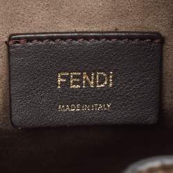 Pre Owned Fendi Brown/Black Zucca Embossed Leather Mini Mon Tresor Drawstring Bucket Bag