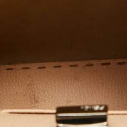 Pre Owned Fendi Peach Selleria Leather and Python Mini Peekaboo Top Handle Bag